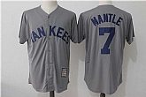 New York Yankees #7 Mickey Mantle Gray Cooperstown Collection Mesh Batting Practice Jersey,baseball caps,new era cap wholesale,wholesale hats